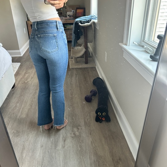 AG Los Angeles straight leg jeans with distress on bottom. - Picture 2 of 2